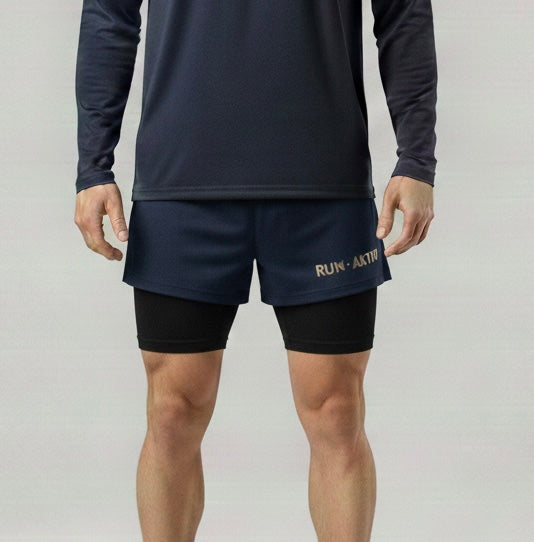 RUN•AKTIV Unisex 2-in-1 Shorts with Compression