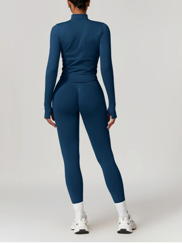 Ensemble SEAMLESS RUN•AKTIV – Soutien-gorge + legging + veste zippée manches longues (3 pièces)