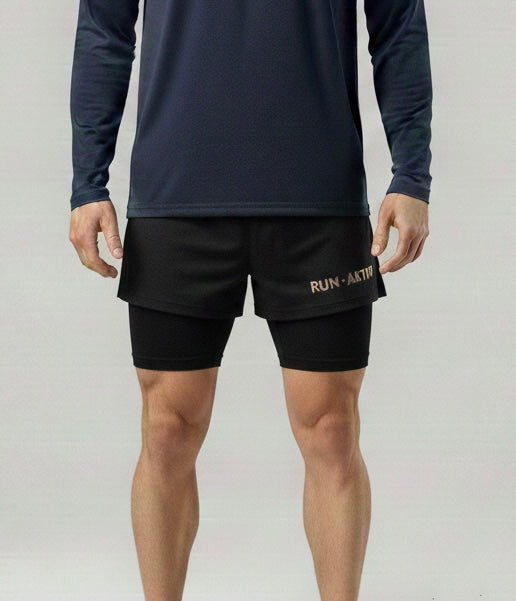 RUN•AKTIV Unisex 2-in-1 Shorts with Compression